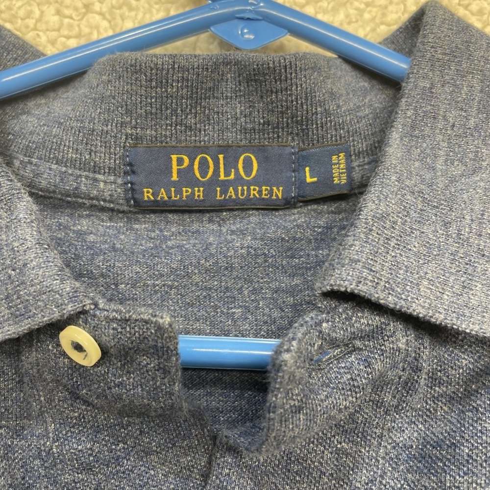 Polo Ralph Lauren Polo Mens L Blue Heathered Short Sleeve Pony Logo Classic Fit - Picture 5 of 6